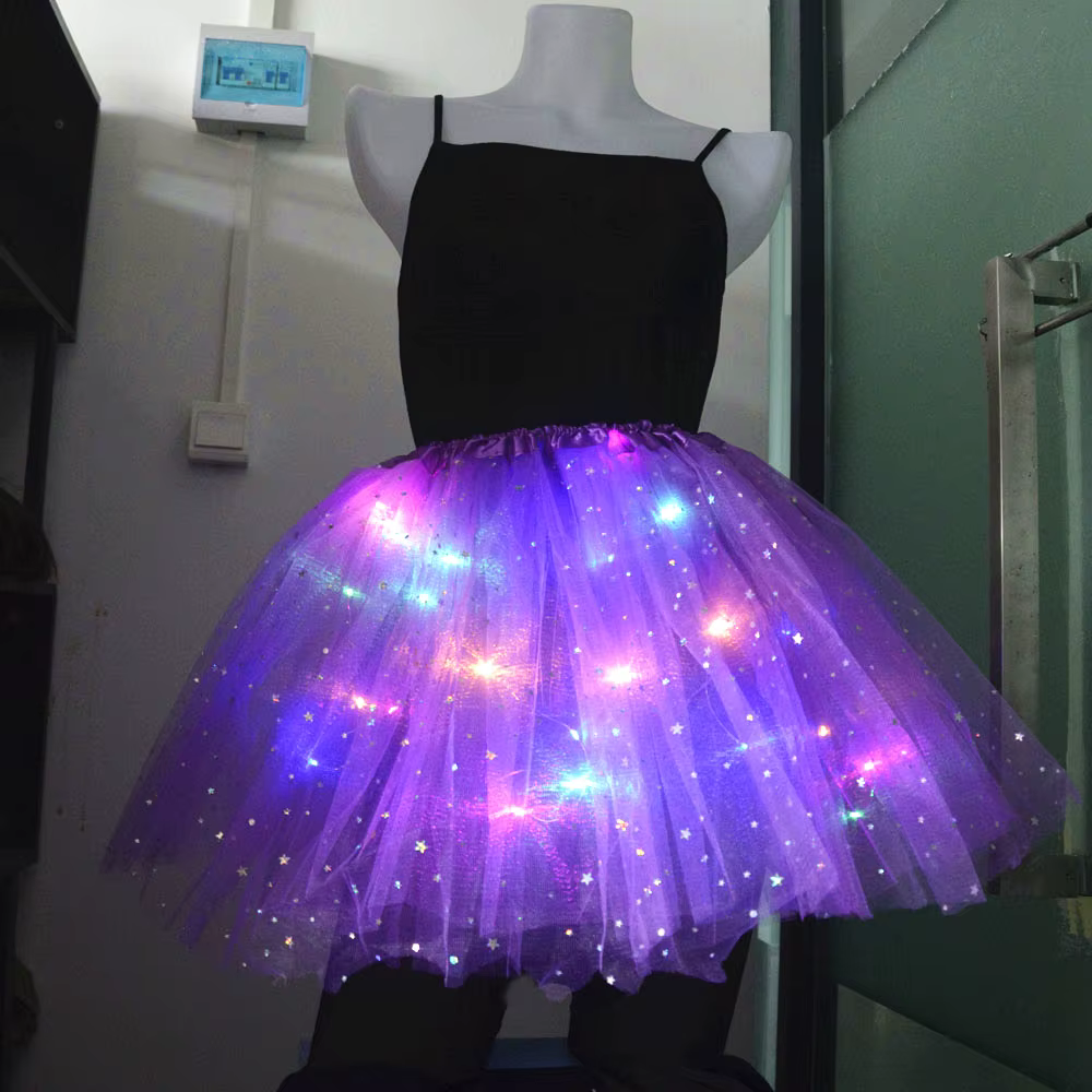 Adult Children Girls Light Up Star Skirt Tutu Birthday LED Clothes Dance Halloween Costume Glow Party Wedding Festival Christmas