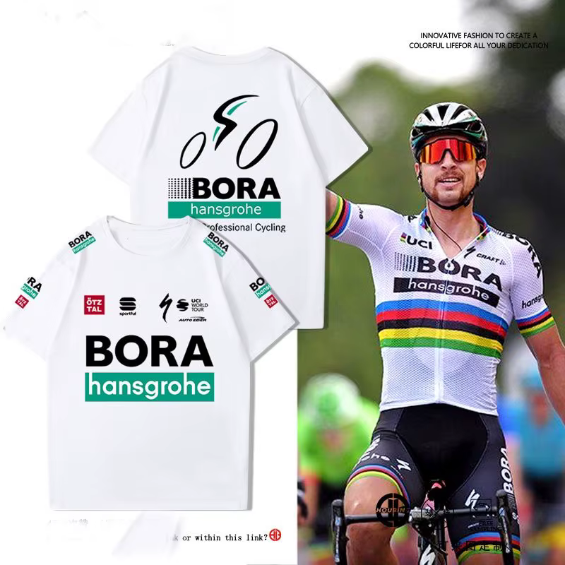 Bola BORA Team Cycling Clothes Tour De France Men's and Women's Pure Cotton Short-sleeved T-shirt Cycling Top Customization