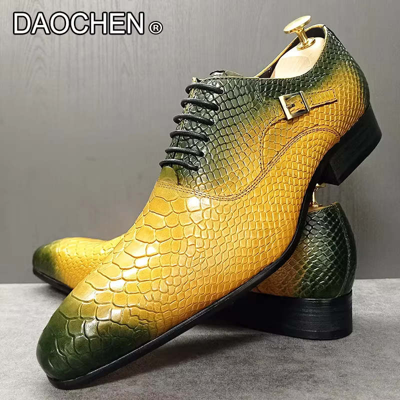 ITALIAN MEN LEATHER SHOES BLACK COFFEE MIXED COLORS BUCKLE STRAP CASUAL MENS DRESS SHOES WEDDING OFFICE BANQUET LEATHER SHOE MEN