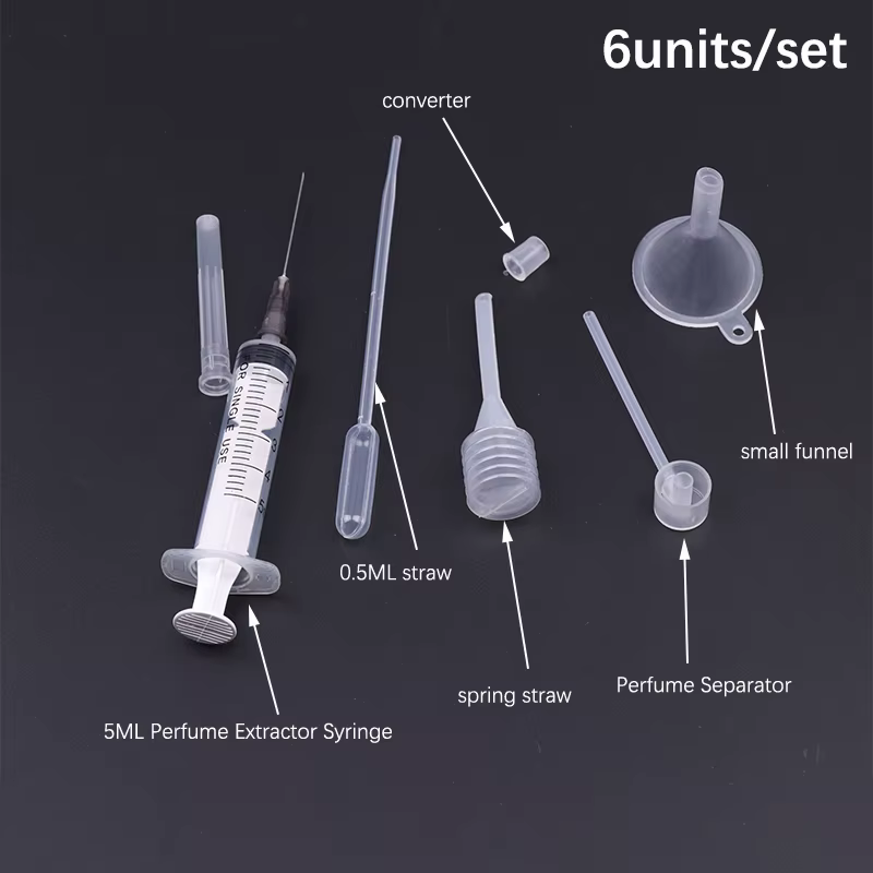 6Pcs/Set Perfume Refill Tools Set Plastic Diffuser Syringe Straw Dropper Funnel Spray Dispensing Required Dispenser Accessories