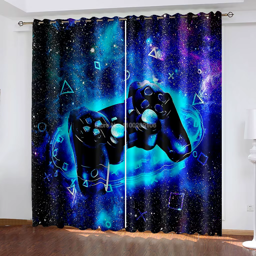 3D Pattern Video/TV Game Player Printing Living Room Game Handle Curtains For Kids Room Decoration Drapes Rideaux