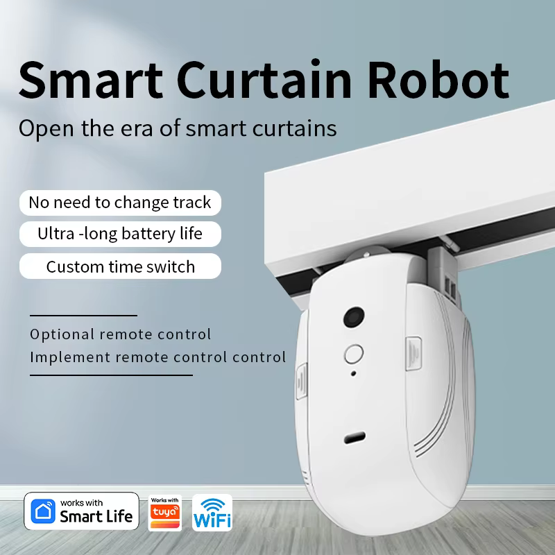 Automatic Curtain Opener WiFi Remote Control Smart Curtain Controller for U Shaped I Shaped Rail One-Touch Remote Control Switch