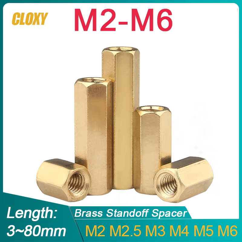 50/ 20/ 10pcs M2 M2.5 M3 M4 M5 M6 Hex Female to Female Brass Standoff Spacer Hexagonal Stud Spacer Hollow Pillars