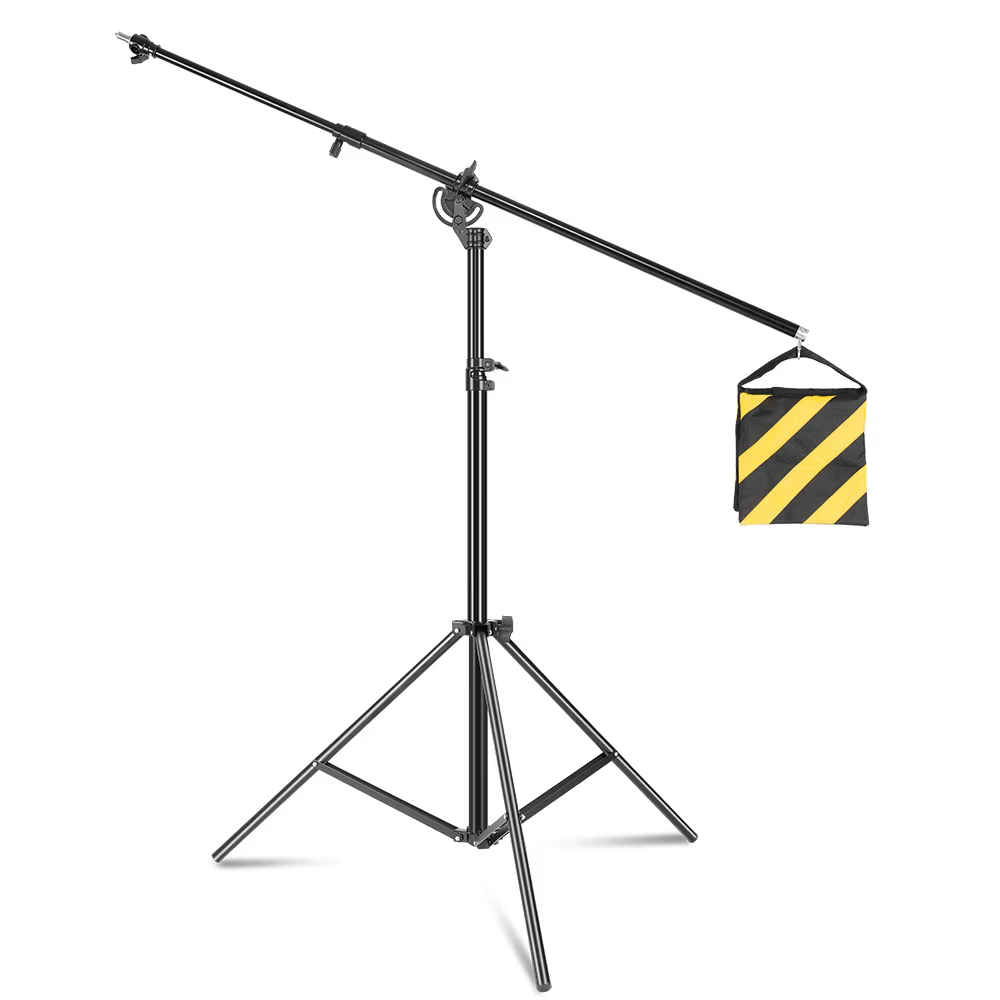 Metal Light Stand 2.8M to 4M Photographic Equipment Photography Studio Accessory Kit Retractable Cantilever  With Sand Bag
