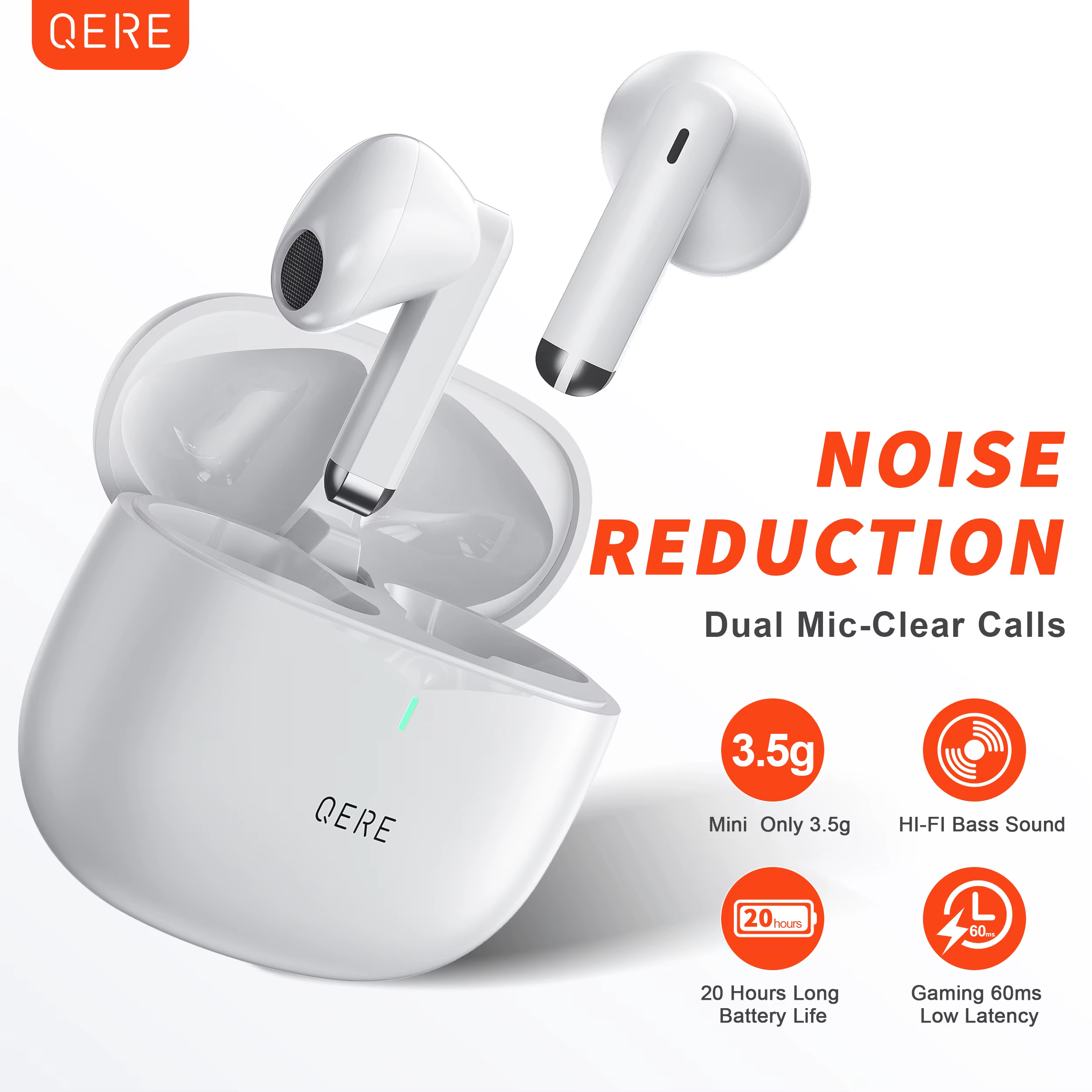 Wireless Headphones,QERE E28,NEW TWS Bluetooth 5.3,HD Microphone,HIFI Earphones,13mm Driver,Low Latency gaming waterproof Earbud