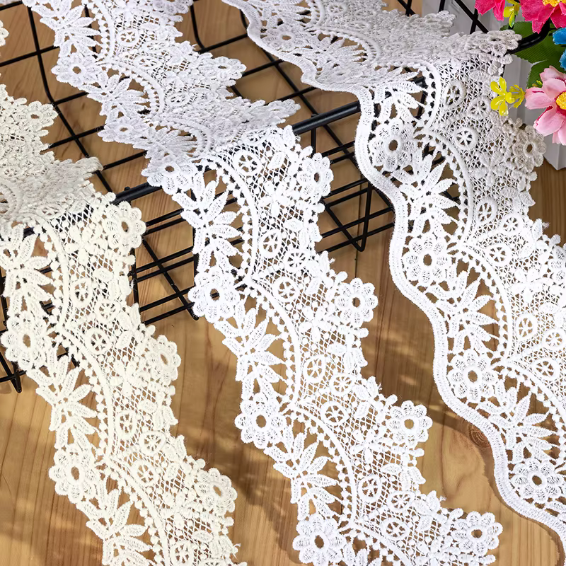 Pure Cotton Water-soluble Embroidery Lace, DIY Clothing Accessories, Cuffs Accessories, 5Yards per Lot, Width 7.5-8.5cm, RS4736