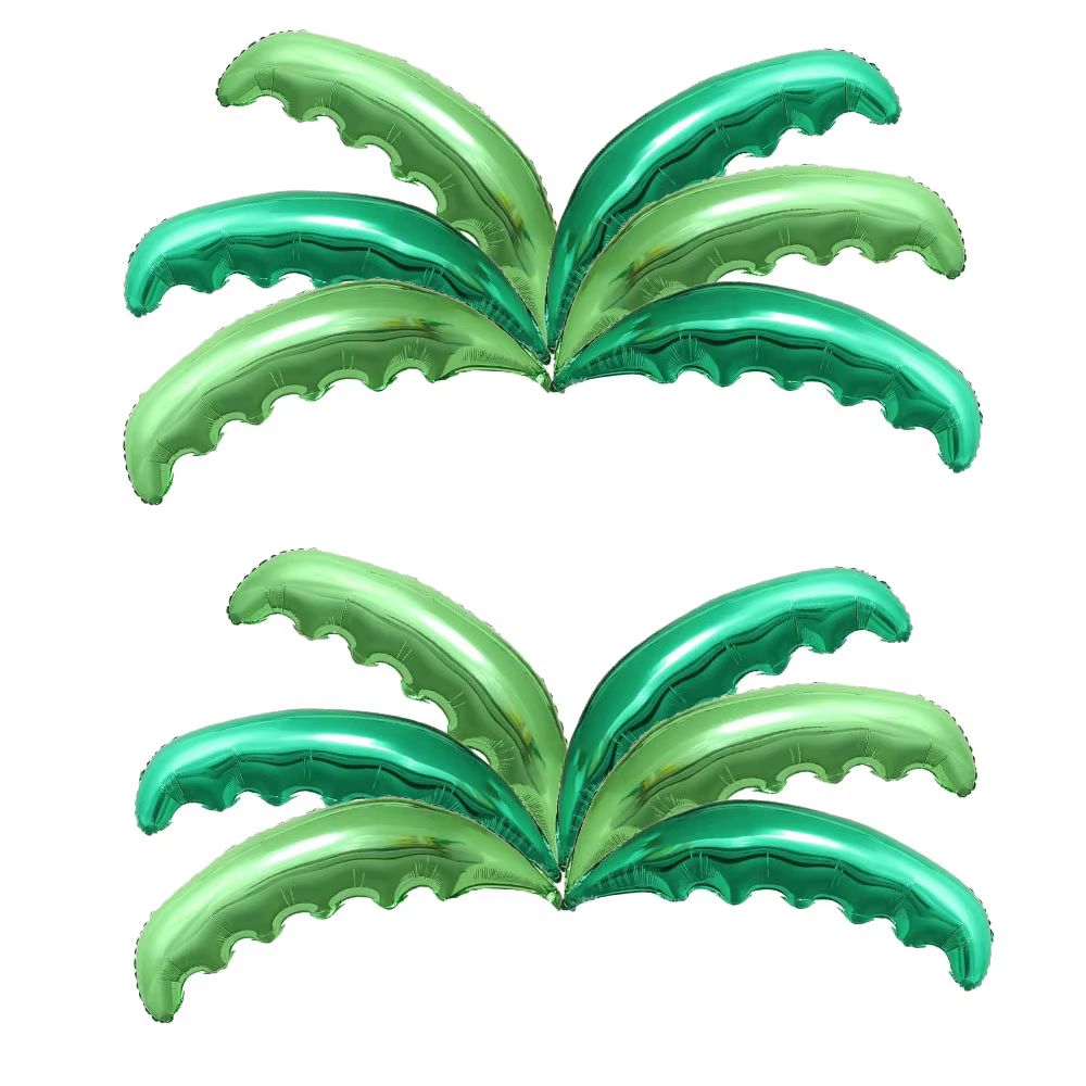 6Pcs Palm Tree Leaves Balloons Hawaiian Tropical Coconut Palm Leaves Balloons Helium Leaf Balloons for Luau Tropical Party Decor