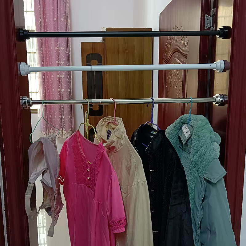 Extendable Telescopic Curtain Rod Rail Wardrobe Closet Clothes Towel Hanging Pole Bathroom Shower Clothes Hanger Towel Bar