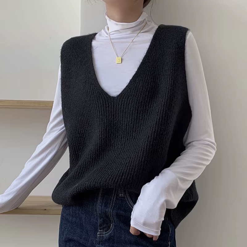 Laid Kit Best Vest Women's autumn winter loose V-neck sleepy sweater VT0362