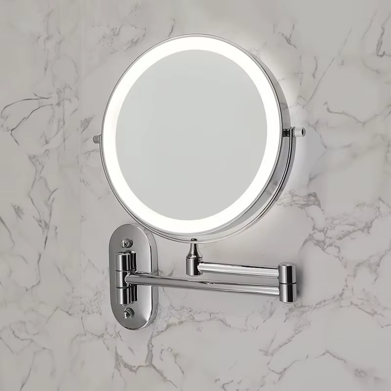 Wall Folding Makeup HD Mirror Double Side Fill Light Magnifying USB Charging Led Tricolor Dimming Bathroom Cosmetic Mirrors