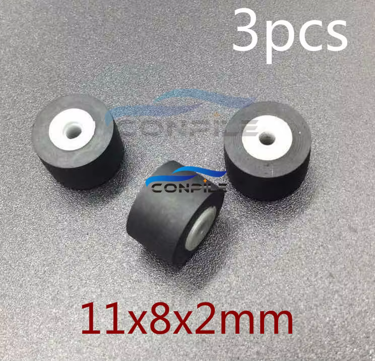 3pcs 11mmx8x2 retractor press wheel belt pulley rubber audio pressure recorder cassette deck pinch roller tape Stereo player