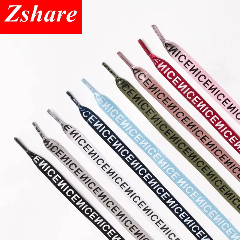 1Pair Letter Printed ShoeLaces Flat Sneaker Shoes Laces 1CM Width Satin Silk Ribbon 80CM/100CM/120CM/140CM/160CM Length