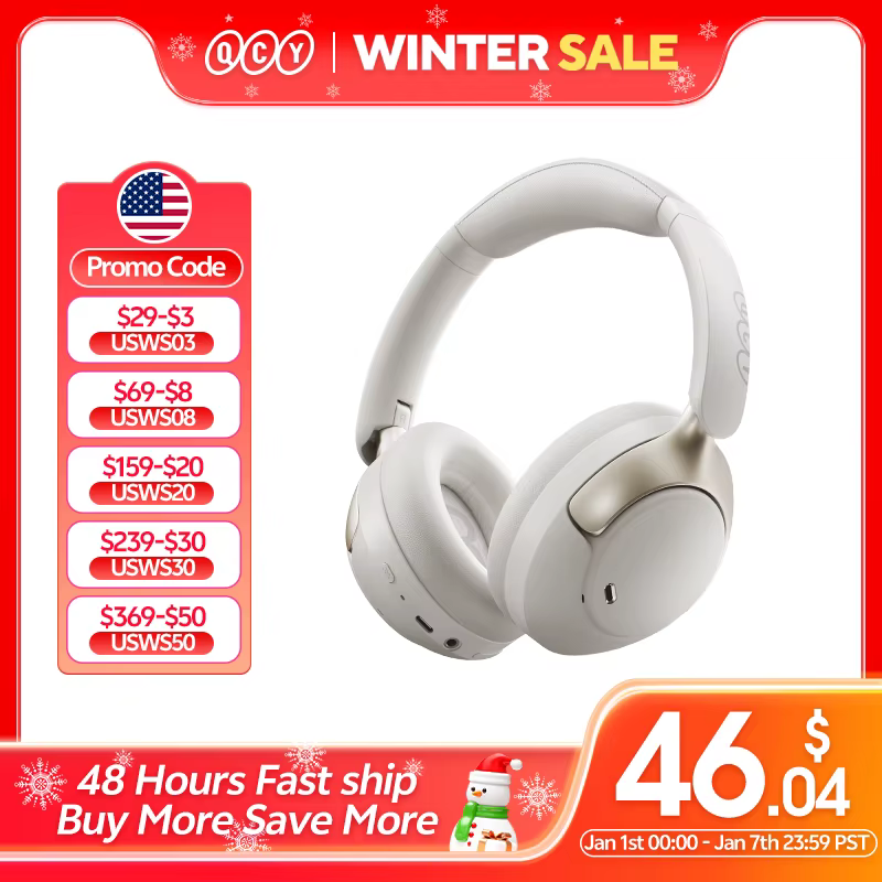 QCY H3 Pro ANC Wireless Headphone 50dB Noise Canceling Hi-Res Spatial Audio Earphone with LDAC Bluetooth 5.4 Over Ear Headset