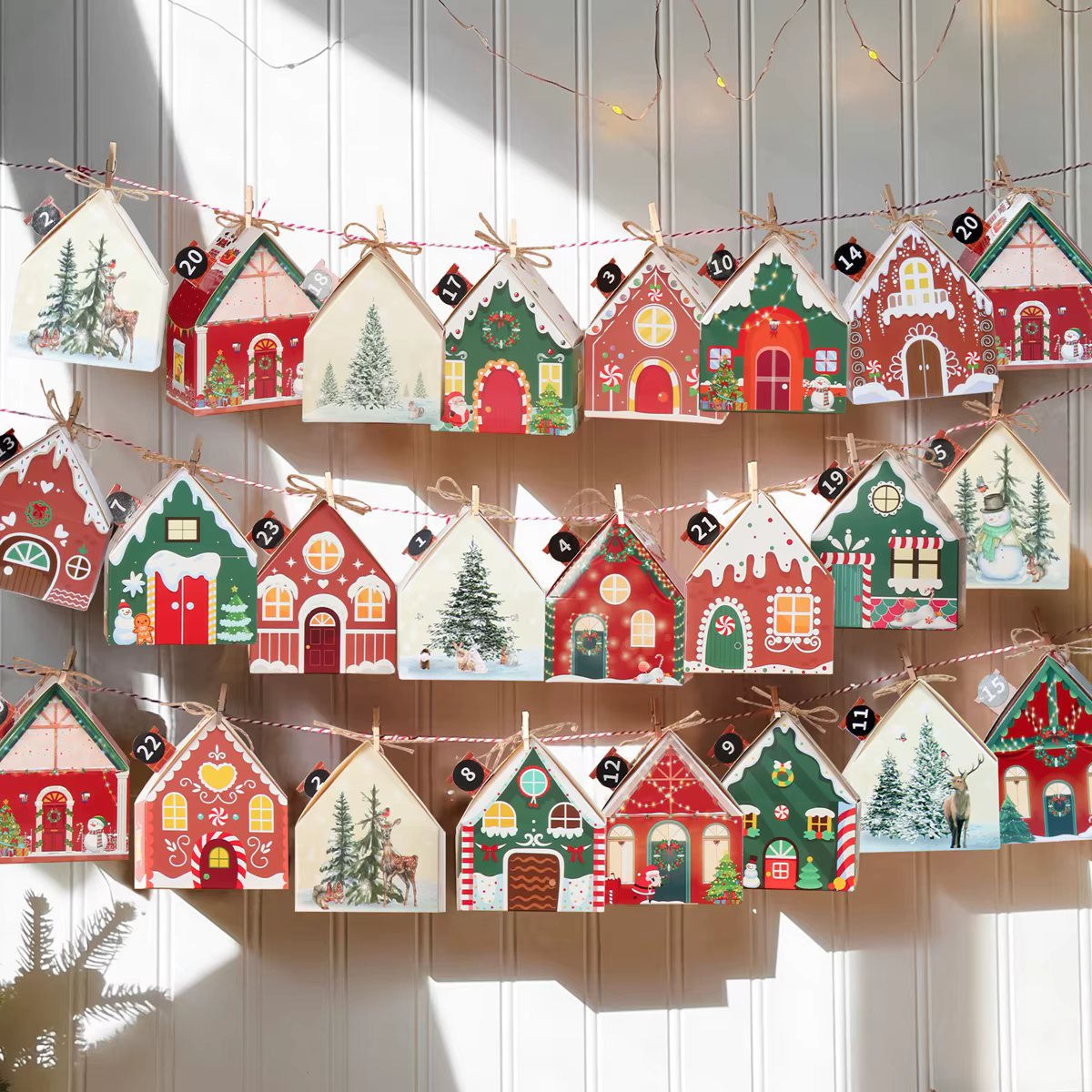 6/28PCS Christmas Paper House Shape Pendants Xmas Tree Christmas Decorations For Home 2024 Navidad Natal New Year Gifts 2025