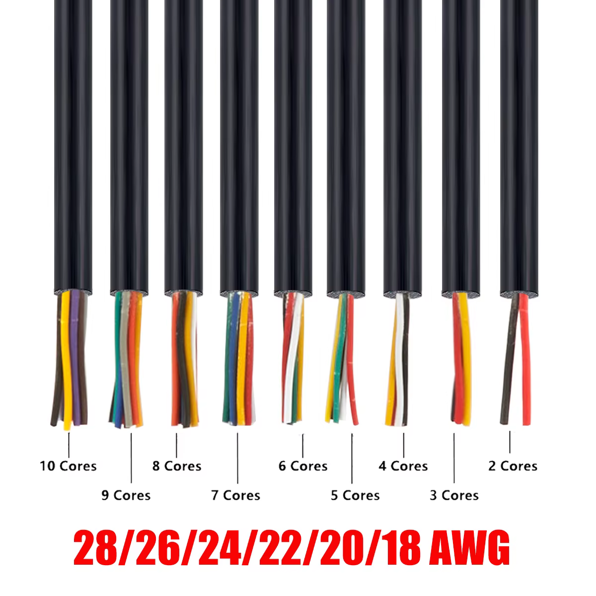 LED Extension Cables 2 3 4 5 6 7 8 9 10 Core Flexible PVC Sheathed Wire 12V Automotive Cable For Speaker Audio LED Strip Lights