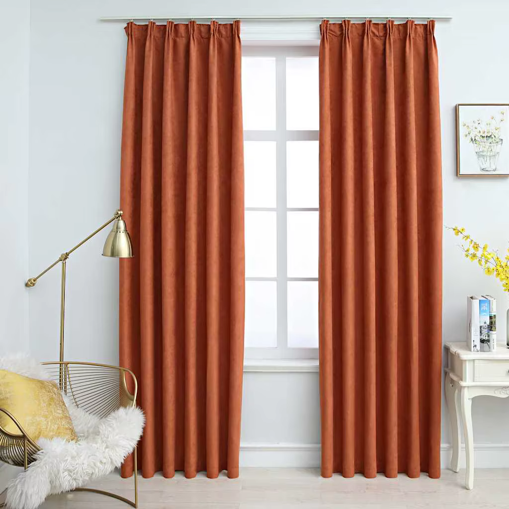 Blackout curtains with hooks 2 pieces rust color 140x225 cm