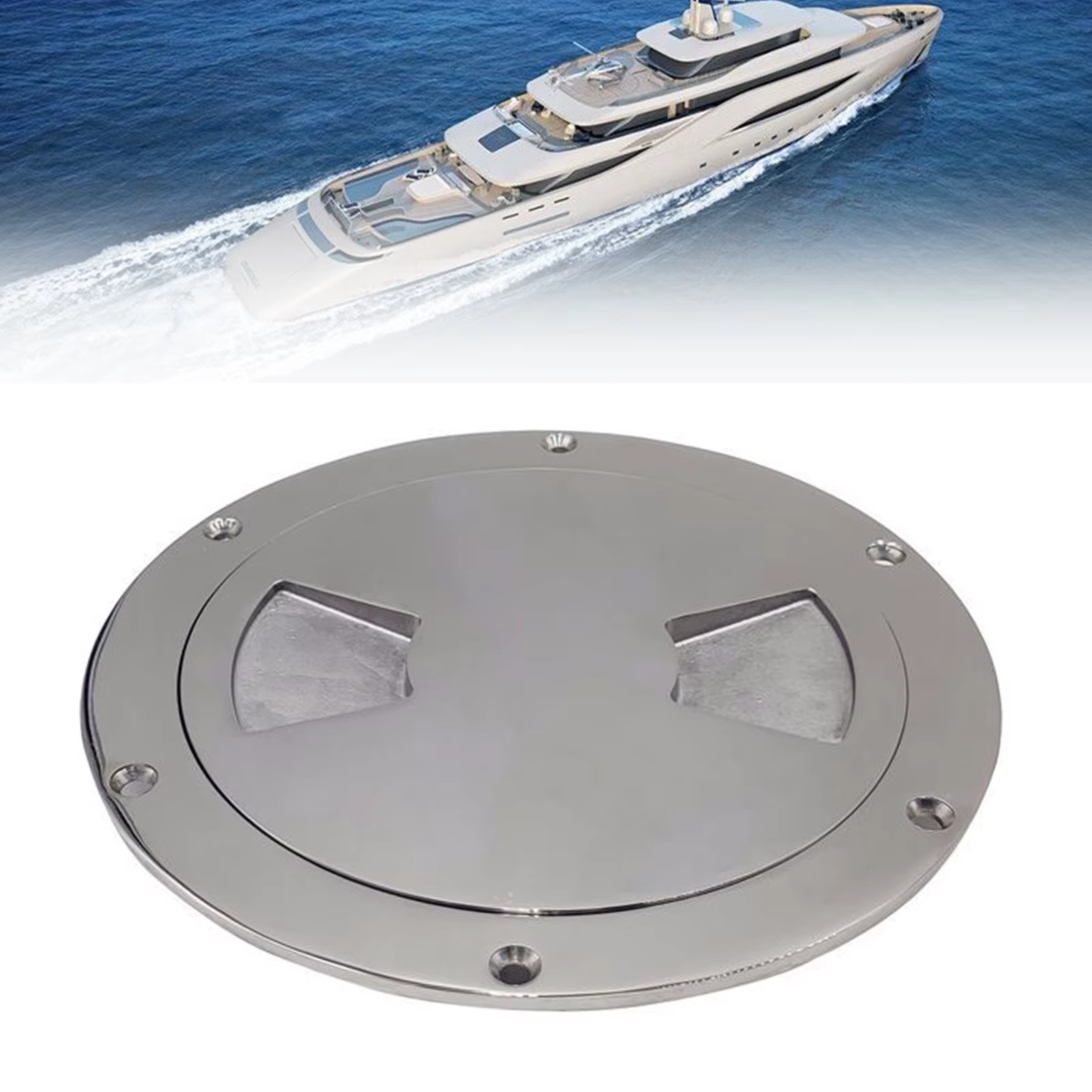 Solid Cast Marine 316 Stainless Steel Boat Deck Inspection Plate, Corrosion-resistant, Rust-resistant, 210x200x50mm, 6"