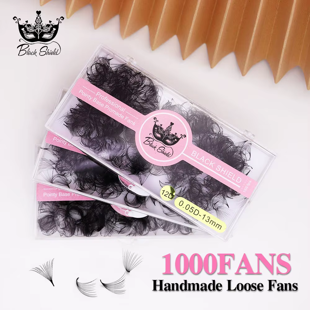 3D-20D 1000 Fans Loose Fan Lashes Medium Stem Sharp Russian Volume Lashes Thin Pointy Base Premade Lash Fans Eyelash Extensions