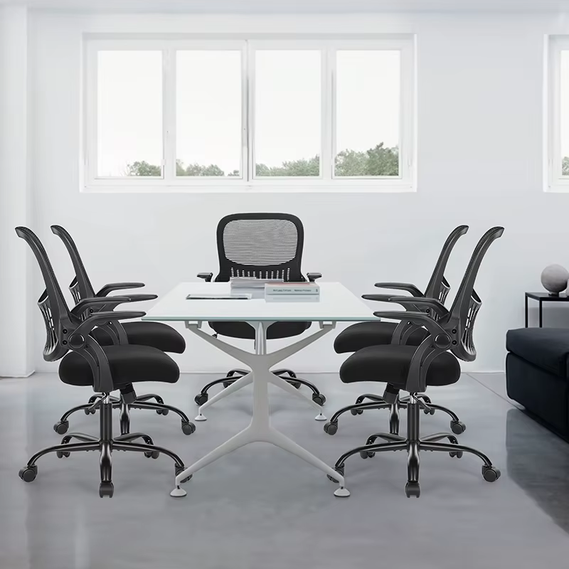 Sweetcrispy Office Mid Back Ergonomic Mesh Computer Desk Larger Seat Executive Height Adjustable Swivel Task Chair with Lumbar S