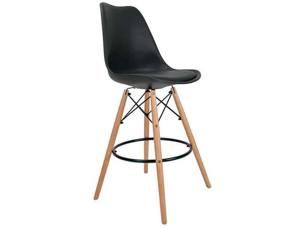 High Stool with Black Backrest