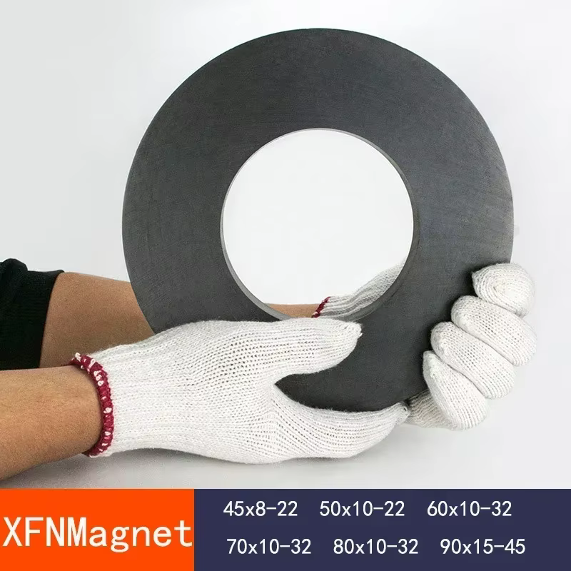 40x8 50x10 60x10 70x10 80x10 90x15mm Black Circular Ring Magnet Ferrite Magnets with Hole Speaker Magnetic Ring Permanent Magnet