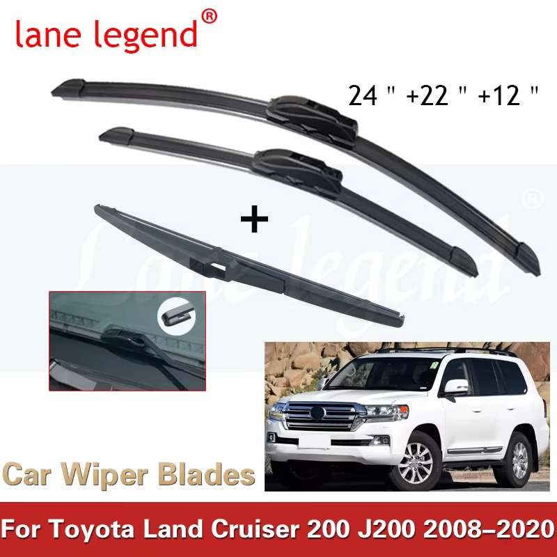 Car Wiper Front & Rear Wiper Blades Set For Toyota Land Cruiser 200 J200 2008 - 2020 Windshield Windscreen Window 24"22"12"