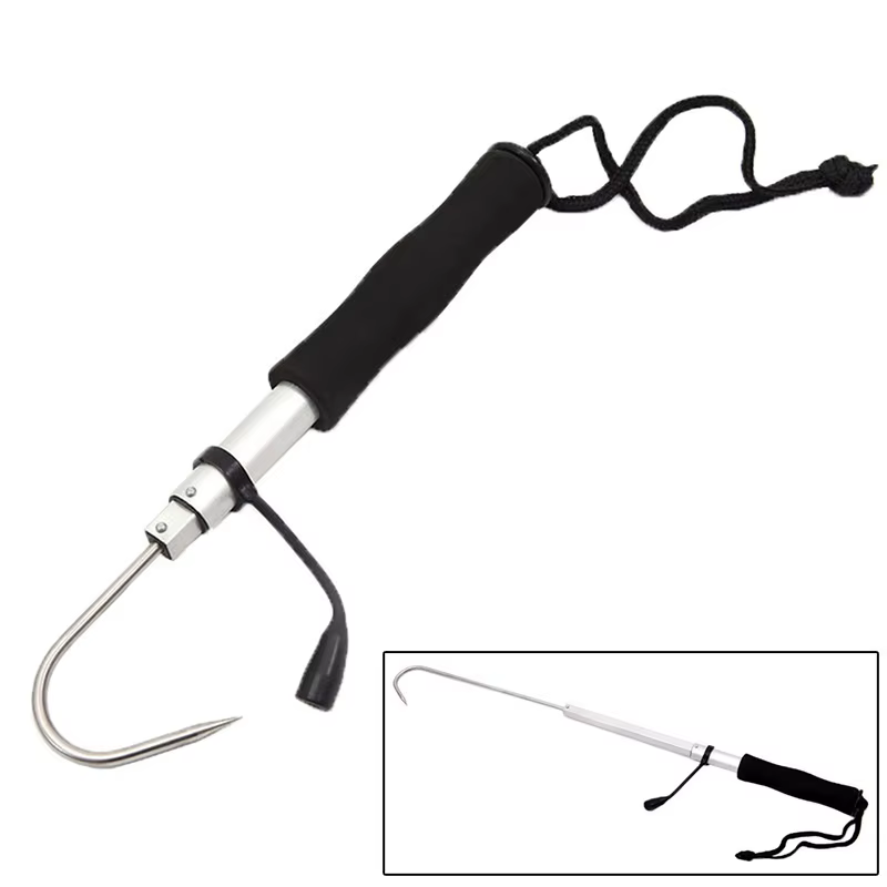Telescopic Retractable Fish Gaff Stainless Ice Sea Fishing Spear Hook Tackle New