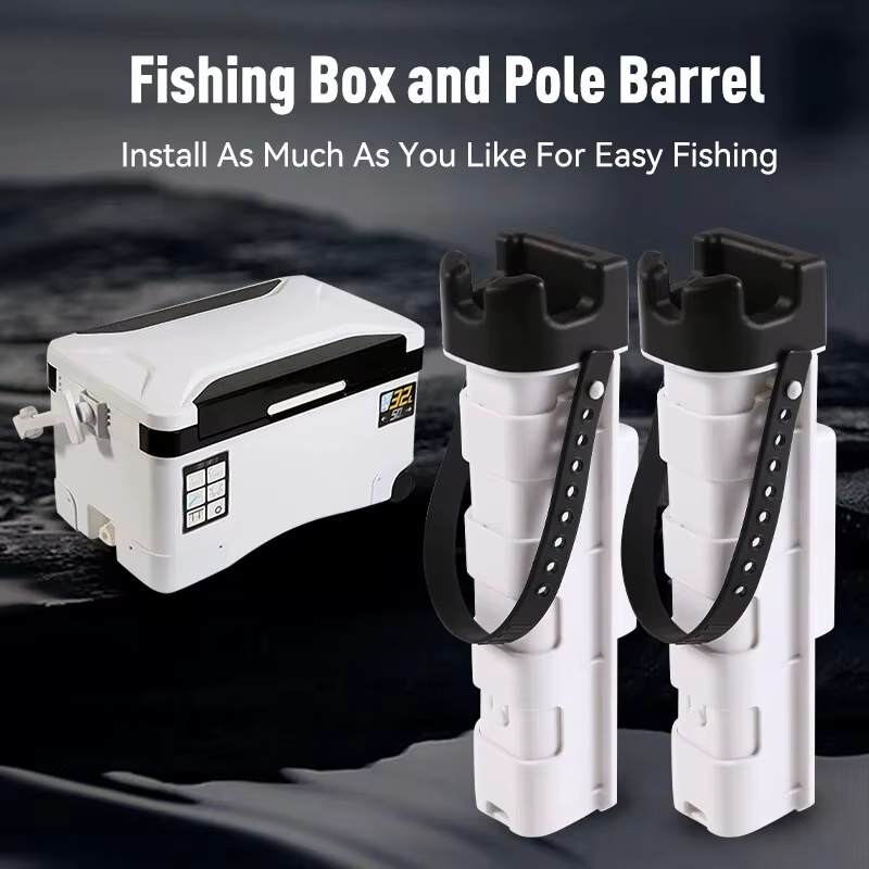Fishing Rod Holder Fishing Cooler Box Tackle Box Box Barrel Holder Detachable Rod Bracket Adjustable Pole Tube Stand Snap Design