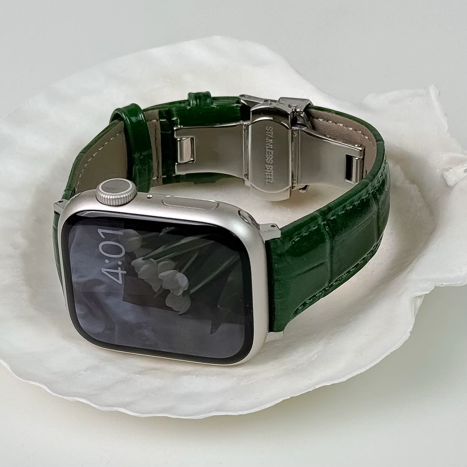 Entercorn Apple Watch 10 9 SE Ultra 2 8 Glow crocodile leather strap Debuckle band watch band