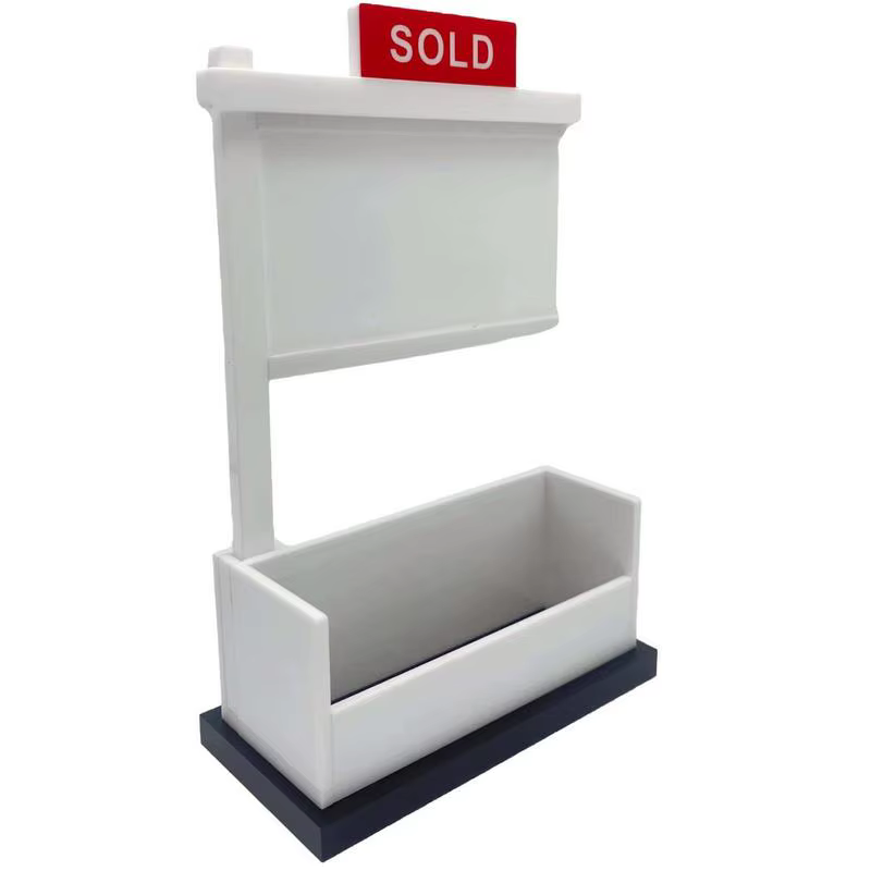 Real Estates Card Display Wood Stand For Business Cards 3.5 X 2 Inch Reception Tabletop Wooden Holder With Sold Sign For Men