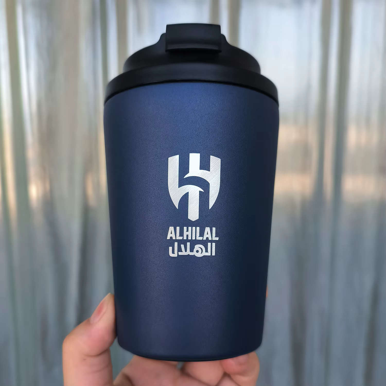 Al-Hilal Saudi logo Stainless Steel Cup Vacuum Flasks Outdoor Hot Cold Drink Coffee Mug Wholesale Custom 340ml