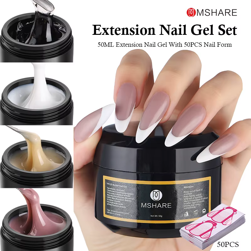MSHARE 50ML Self Leveling Extension Nail Gel Set UV Led Construction Gel For Manicure Extend French Nail Art Build Nail