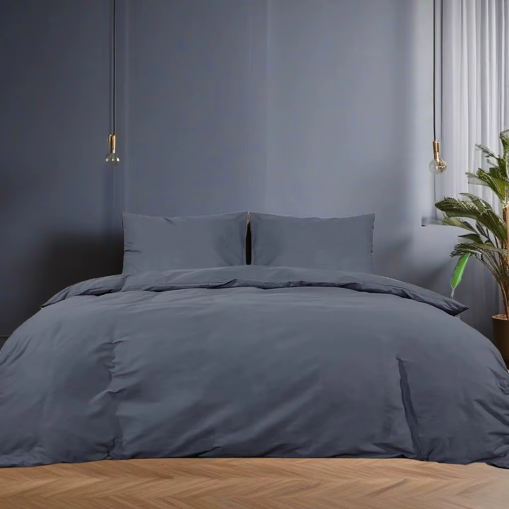 Luxury Anthracite Cotton Duvet Cover Set 135x200 cm - Soft & Stylish Bedding