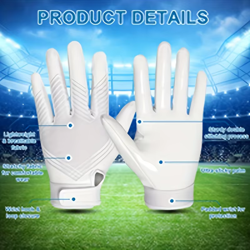 Non-Slip rugby gloves  Full Finger Cycling Gloves Silicone Grip Palm Football Gloves Breathable Outdoor Sport  Nylon Gloves