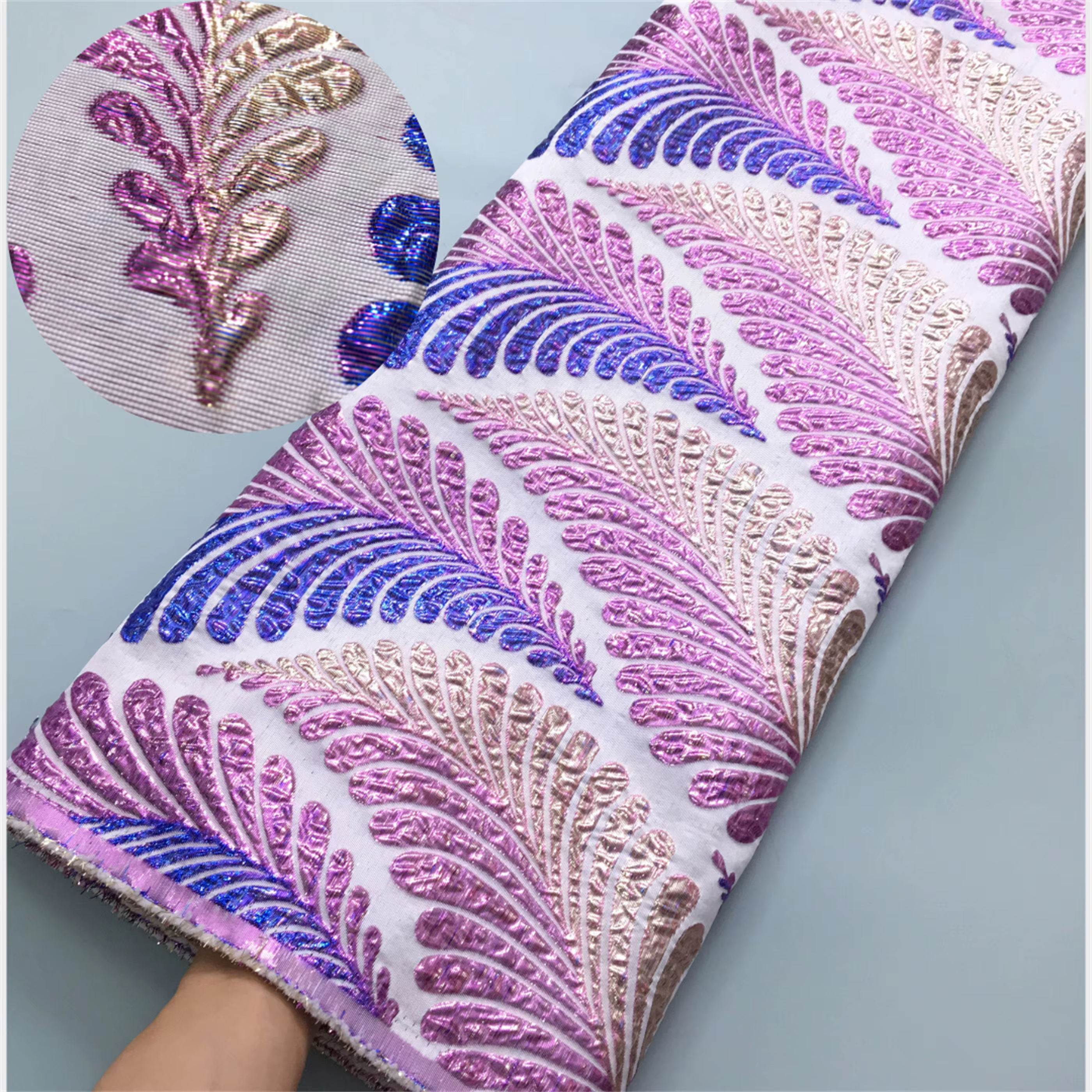 SJD African Brocade Lace Colorful Damask Dress 2024 Latest French Gilded Lace Fabric Lace Jacquard Tissue For Wedding Party 3884