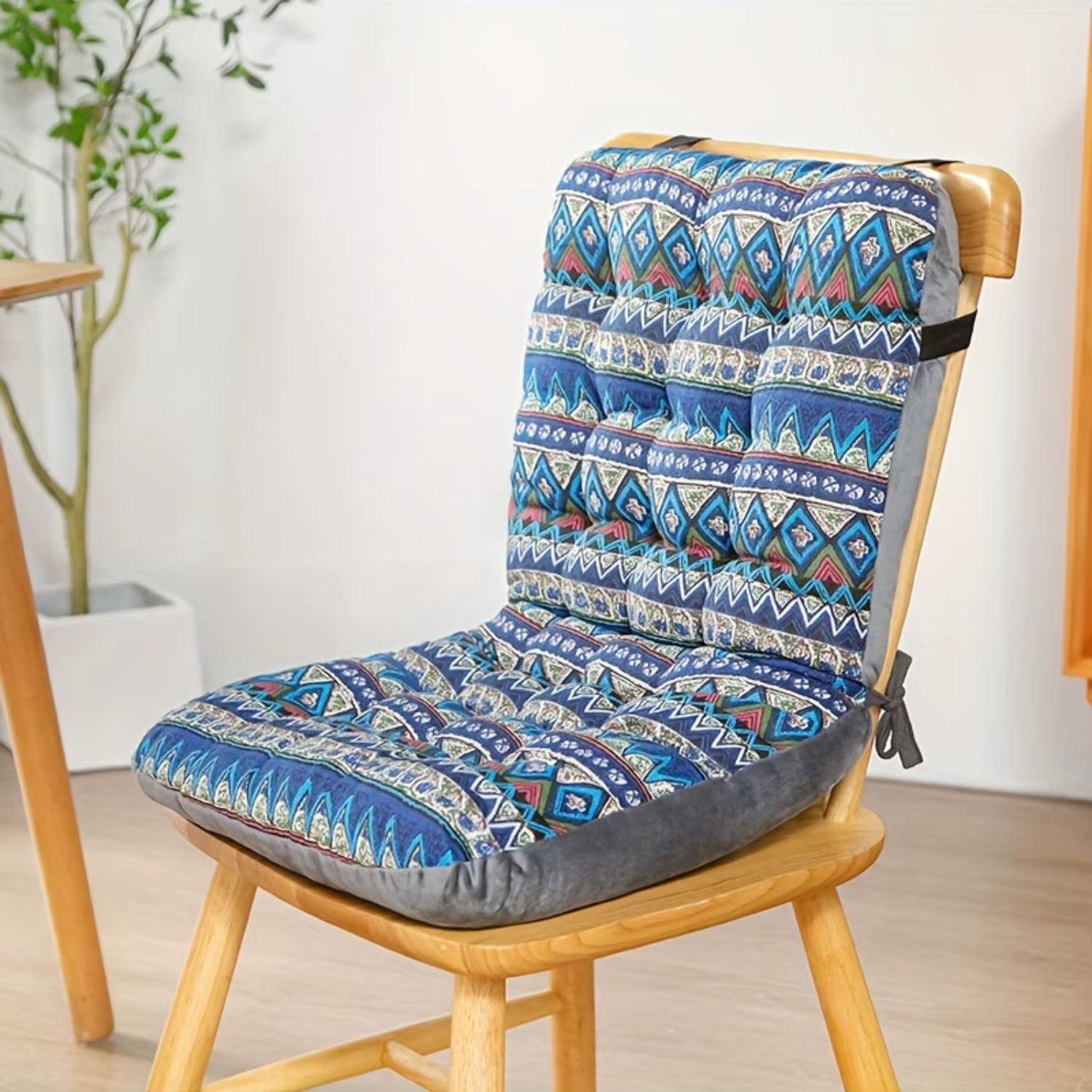 1Pc Thickened Dining Chair Cushion With Integrated Back Support - Warm, All-Season Polyester Seat Pad For Office And Student Cha