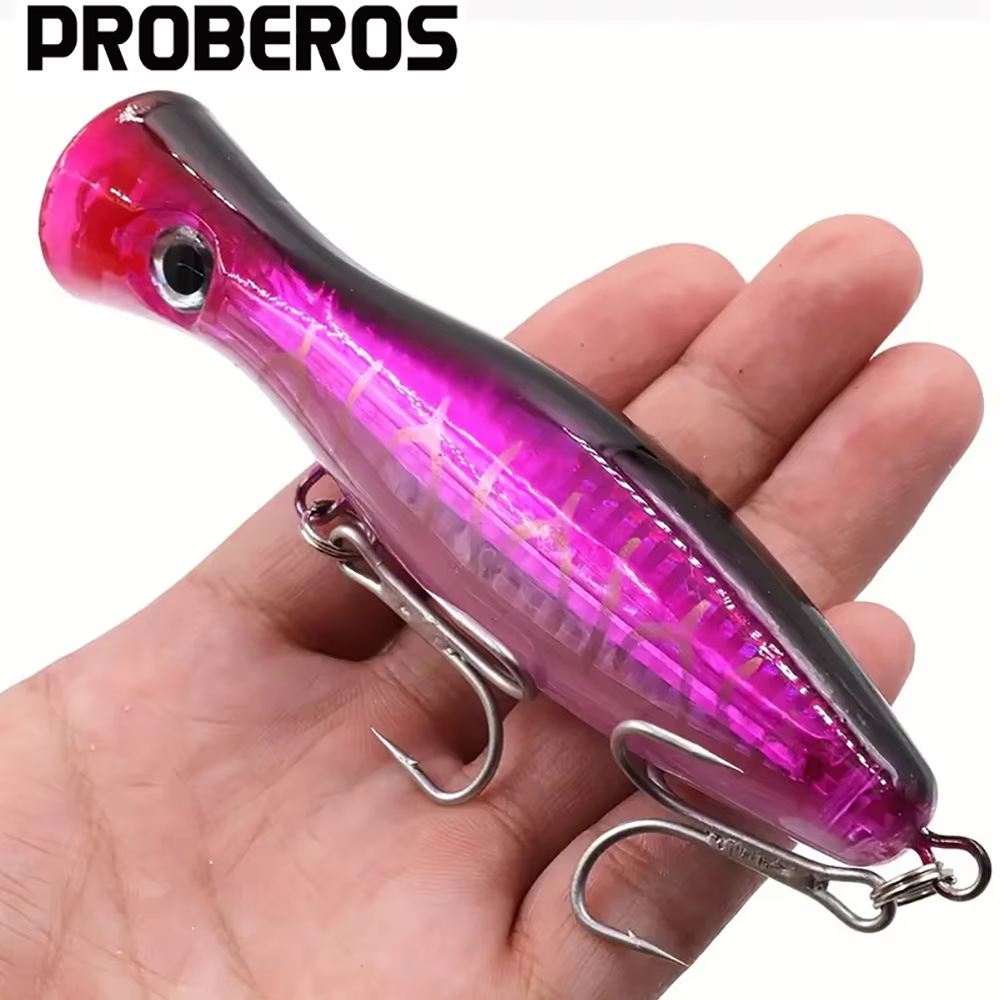 PROBEROS 1pc 13cm 43g Popper Fishing Lure Hard Artificial Bait with 2 Treble Hooks Carp Fishing Lures Wobbler,Luya bait