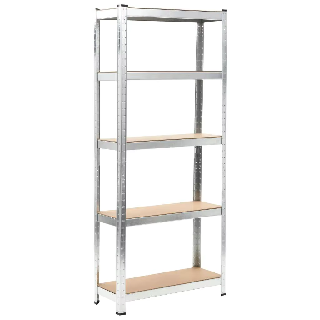 75x30x172 cm Silver Storage Shelf - Durable Steel & MDF Organizer