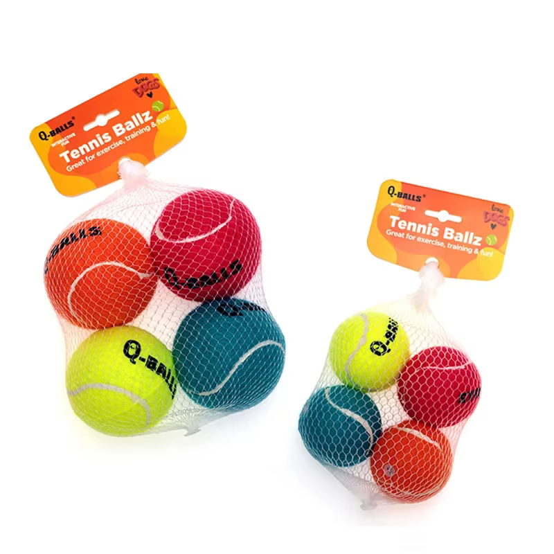 Thick Walled Natural Rubber Chew Balls for Dogs, Dog Toy Set, Interactive Tennis, Bouncy Balls for Training, 4 Pack