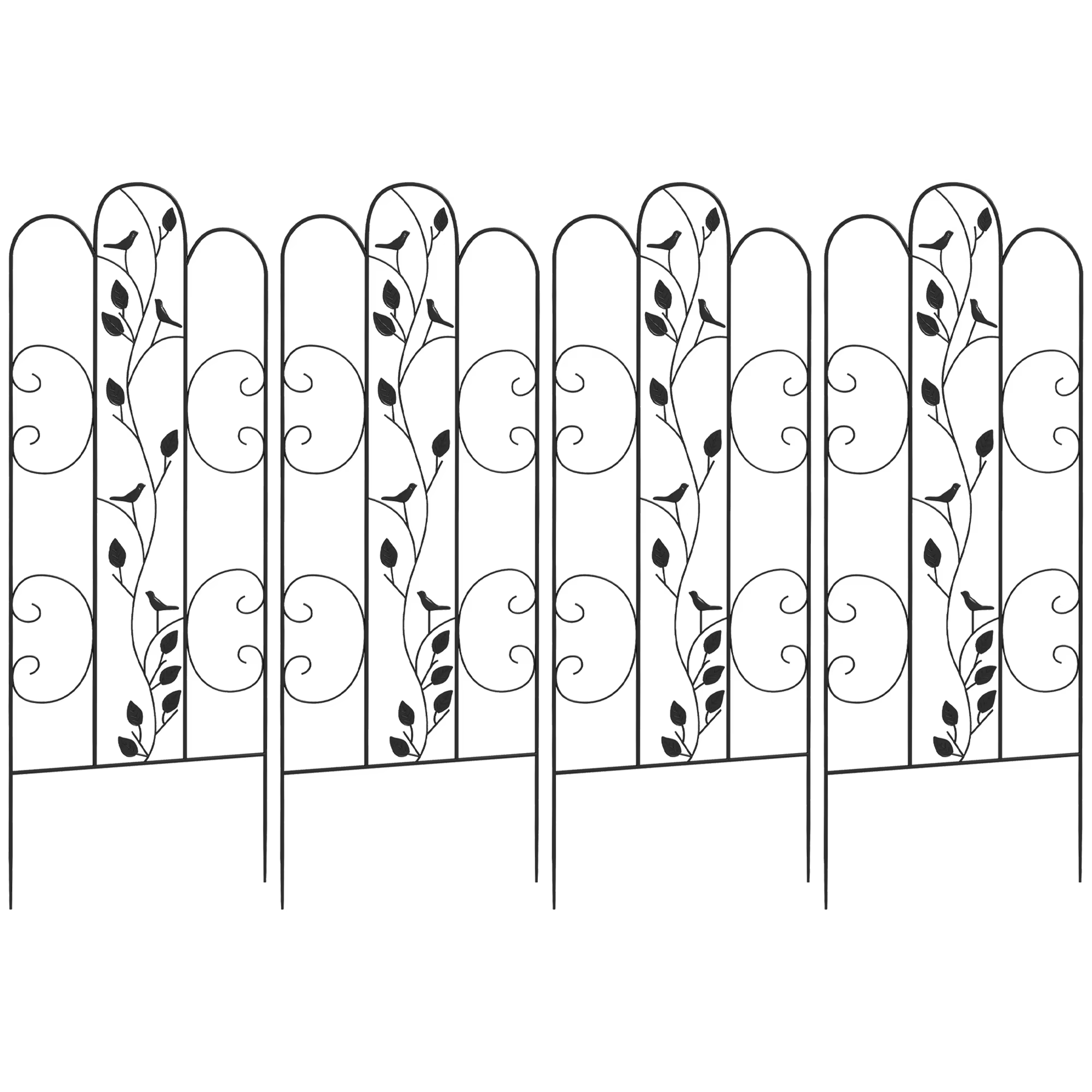 Utsunny Set of 4 Garden Grills Stands for Climber Plants Steel Vines Outdoor Decor Patio Terrace 40x106 cm Black