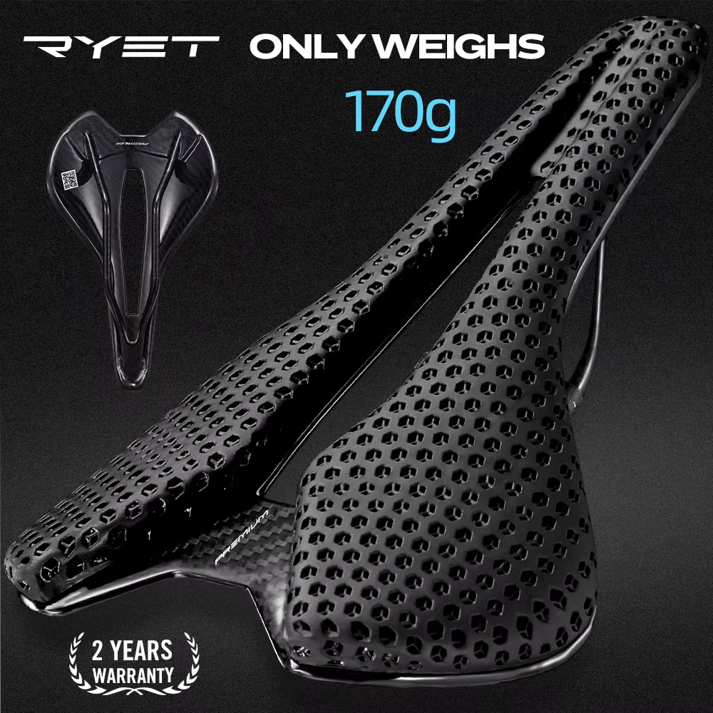 RYET Carbon 3D-printed Bike Saddle Ultralight Bicycle Saddle  For Men Women Triathlon Road MTB Mountain Gravel Cycling Saddle