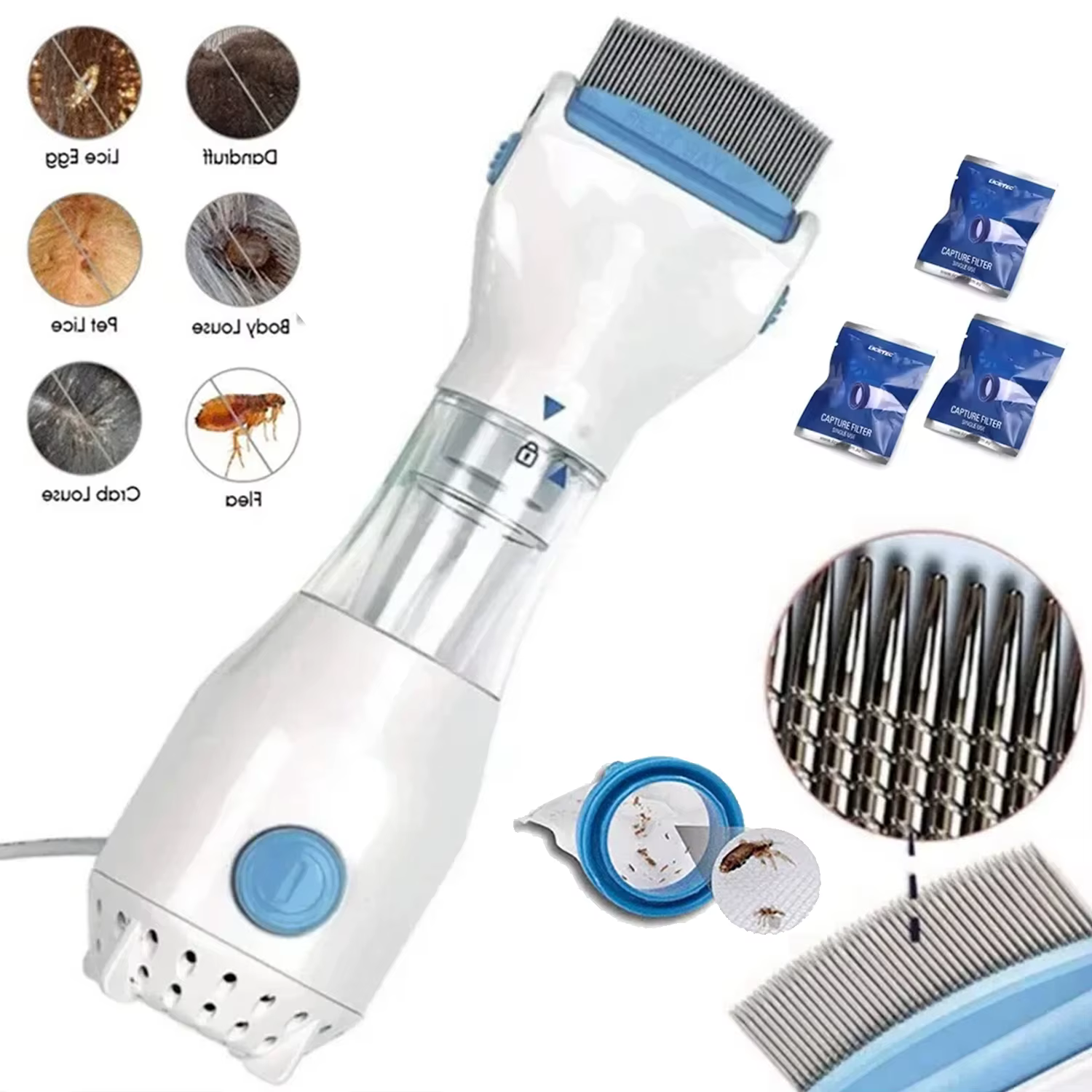 Electric cat brush removes hair Pet Vacuum Anti Lice Cat Comb Lice Grabber Puppy Hair Cleaner Flea Removal Killer Cat supplies