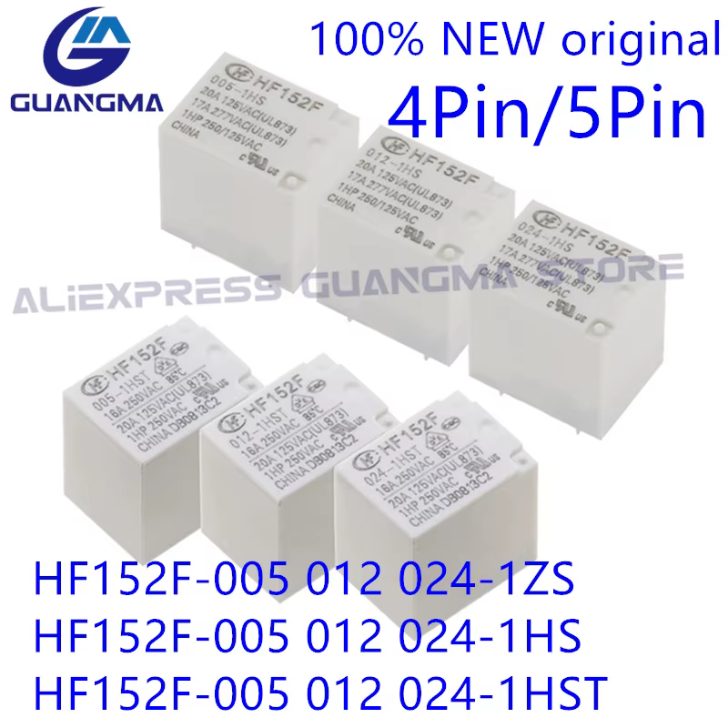 10PCS 100% NEW Original HF152F-005 012 024-1ZS HF152F-005-012 024-1HS HF152F-005 012 024-1HST 16A250VAC 4Pin 5pin 17A277VAC