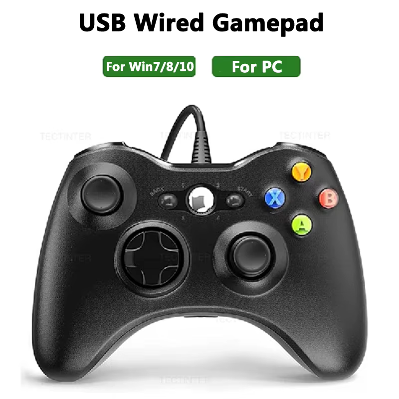 For PC Computer USB Wired Game Controller Gamepad Windows 7 / 8 / 10 with Dual Vibration Not for Xbox 360 Joypad Controle