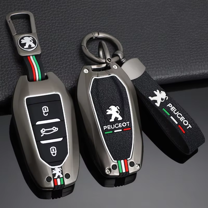 Zinc Alloy Car Key Fob Case Cover For Peugeot 308 2008 3008 508 5008 408 4008 208 301 407 Protector Shell Keychain Accessories