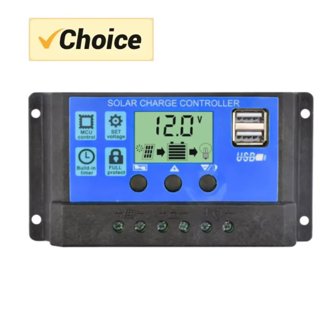 Solar Charge Controller 12V/24V PWM 10A 30A  60A with Adjustable LCD Display Timer Setting EESBAO