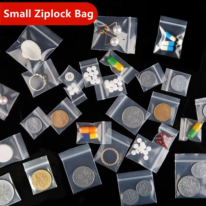 100PCs Plastic Bags Ziplock Food Packaging Jewelry Small Zip Lock Bags Clear Fresh-keeping Dustproof Resealable Candy StorageBag