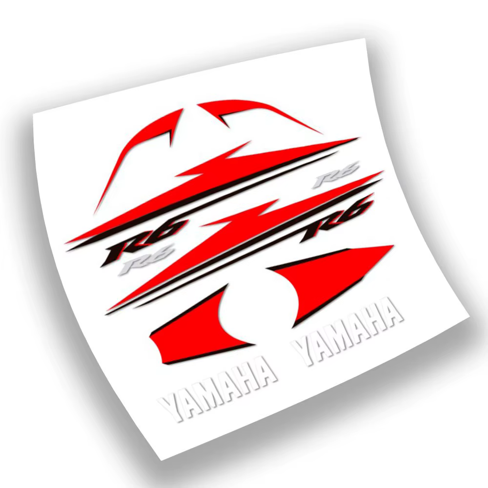 Motorbike road compatible sticker kit Red and White Yamaha YZF R6 2007
