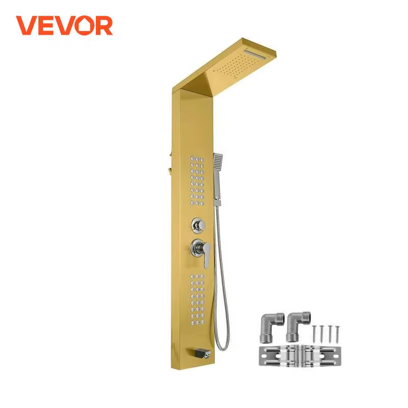 VEVOR  LED Light Shower Panel System Waterfall Rain Shower Faucet SPA Massage Jets Tub Shower With Bidet Bath Taps For Bathroom