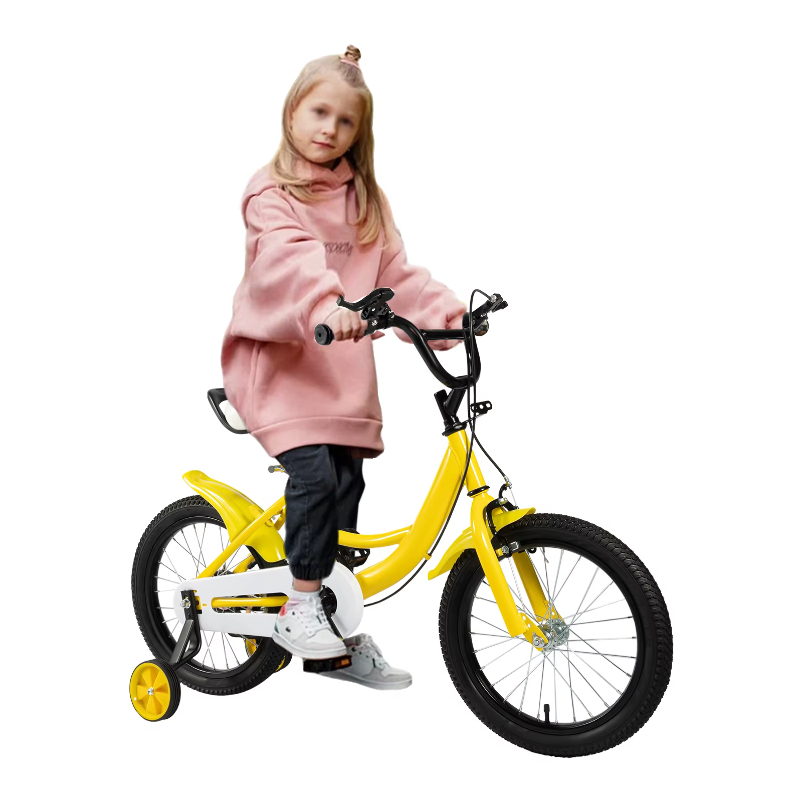 16" Kids Bike for 4 5 6 7 Years Girls & Boys Child Bicycle W/ Double Brake & 2 Training Wheels for Experience
